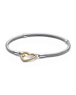 Pandora Moments Heart Closure Snake Chain Bracelet