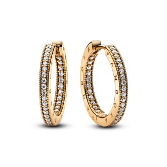 Pandora Signature Logo & Pavé© Hoop Earrings