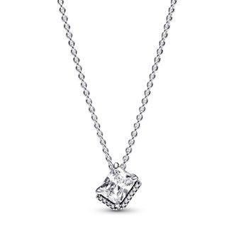 Rectangular Sparkling Halo Collier Necklace