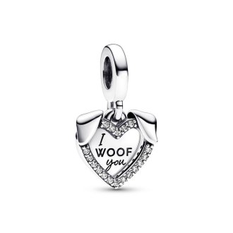 Heart & Dog Double Dangle Charm