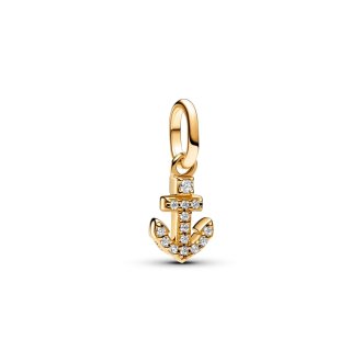 763369C01 - Anchor 14k gold-plated mini dangle with clear cubic zirconia
