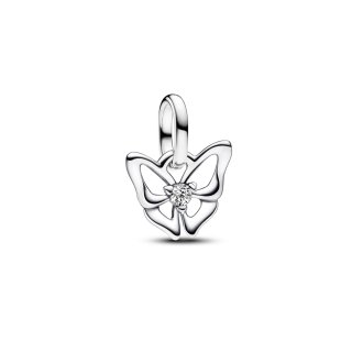 Butterfly sterling silver mini dangle with clear cubic zirconia