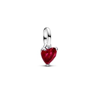 Heart sterling silver mini dangle with cherries jubilee red crystal