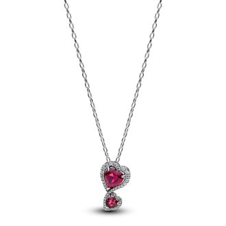 Red Halo Hearts Pendant Necklace-C