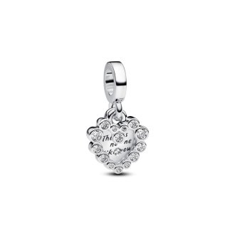 Heart sterling silver double dangle with clear cubic zirconia and transparent resin