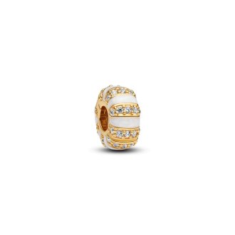 14k gold-plated clip with clear cubic zirconia, shimmering white enamel and silicone grip