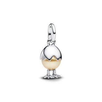 Easter egg sterling silver dangle with golden lacquered artificial pearl