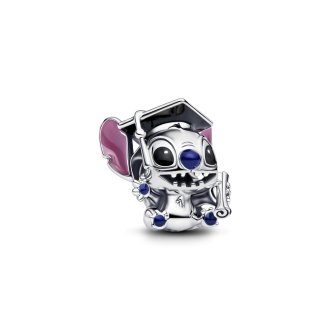 Disney Stitch graduation 2025 sterling silver charm with black, purple and blue enamel