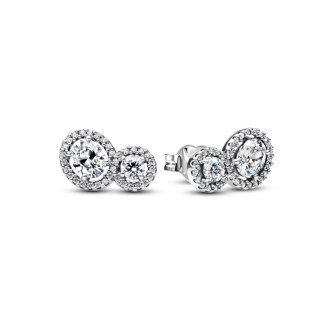 Sterling silver stud earrings with clear cubic zirconia