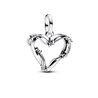 Barbed wire heart sterling silver medallion