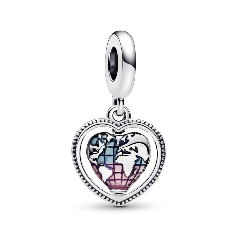 Dangle Charm high quality Pandora Spinning World with 14K Gold